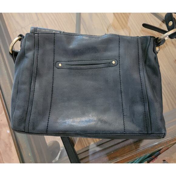 B Makowsky Leather Crossbody bag with Gold Hardware Charcoal - Picture 6 of 10